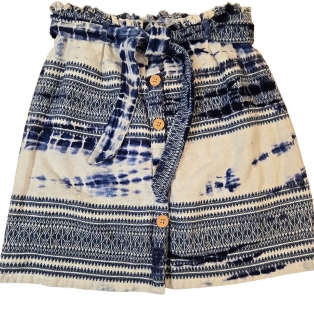 En Creme Blue and White Boho Skirt Size Large